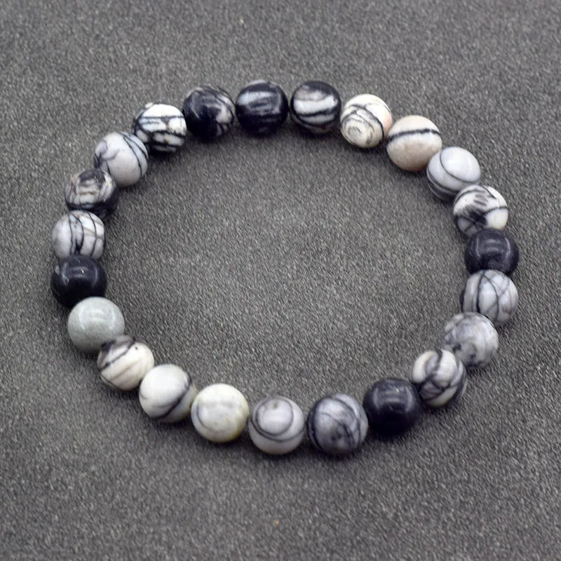 Genuine Natural Stone Bracelet Man Natural Flower Green Gemstone Beads Jewelry for Women Bohemia Style Elastic Bangle Wholesale