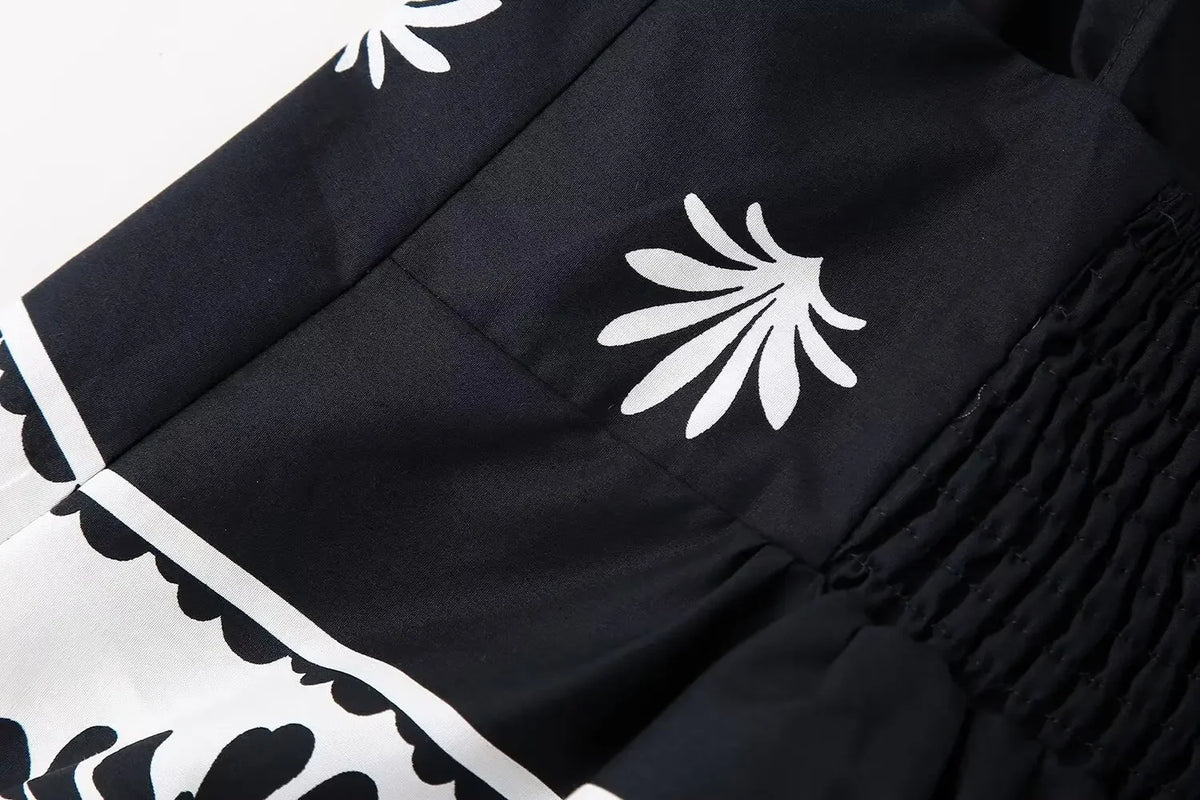 Women's Black And White Floral Spagetti Strapped Crop Top | XS-L