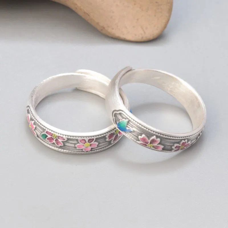 Vintage Hippie Bohemian Styled Flower Finger Ring | 999 Pure Silver