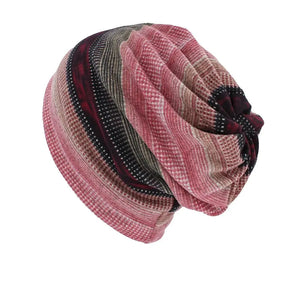 Dual-Use Women’s Beanie | Striped Autumn & Winter Hat | Fashionable Skull Cap