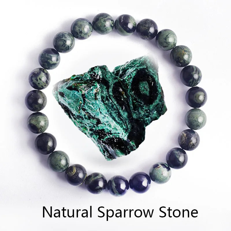 Genuine Natural Stone Bracelet Man Natural Flower Green Gemstone Beads Jewelry for Women Bohemia Style Elastic Bangle Wholesale