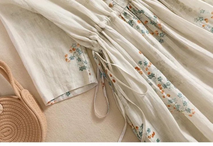 Bohemian Hippie Women's Long Beach Dress | Vintage Floral Print | Elastic Waist | V - Neck Casual Summer Robe | S - 2XL
