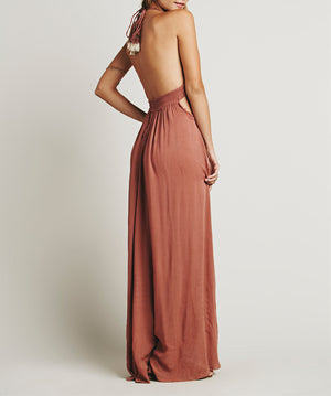 Boho Beach Sundress | V Neck Backless Maxi Dress | Cotton Holiday Dress for Women | 4 Colour Options