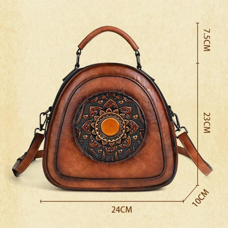 Embossed Leather Bags With Bohemian Design | Various Colours