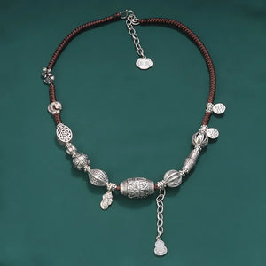 Elegant Bucket Shaped 925 Silver Necklace | Gourd Bamboo