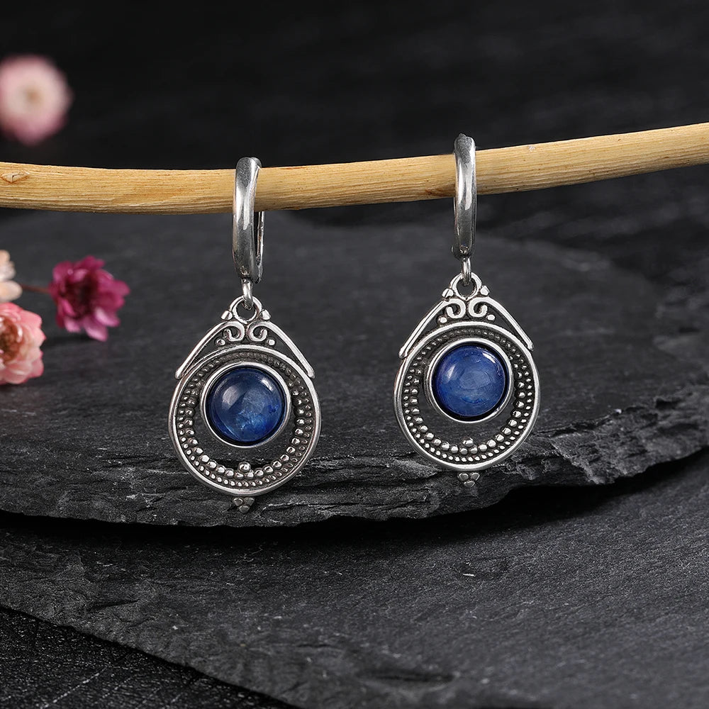 Natural High Quality Hooped Kyanite Bohemian Earrings