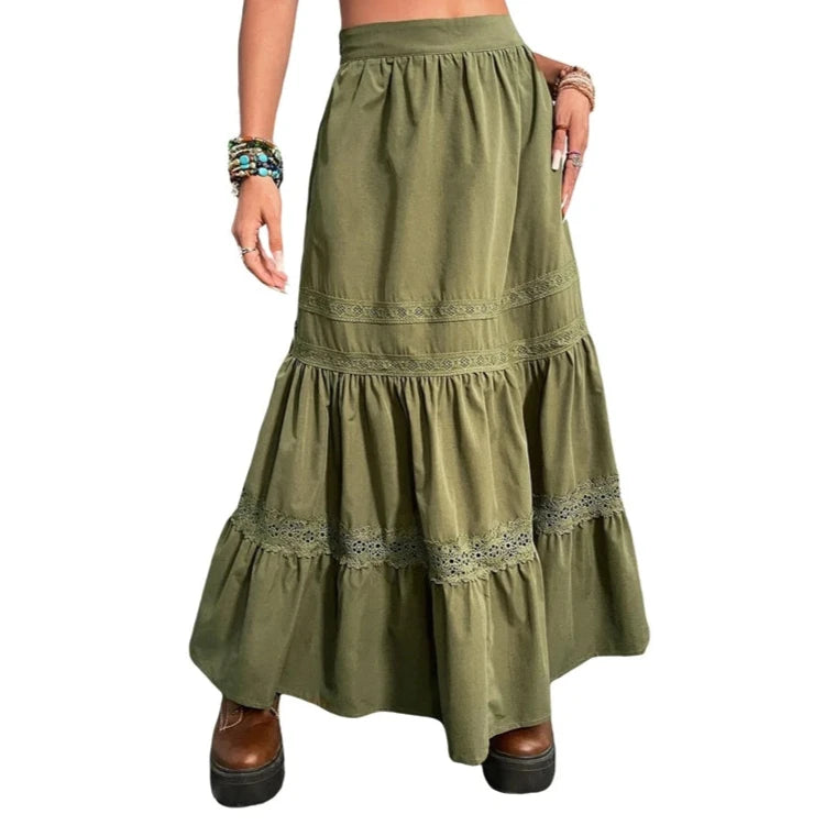 Green Vintage Hippie Festival Skirt | Sizes S-L