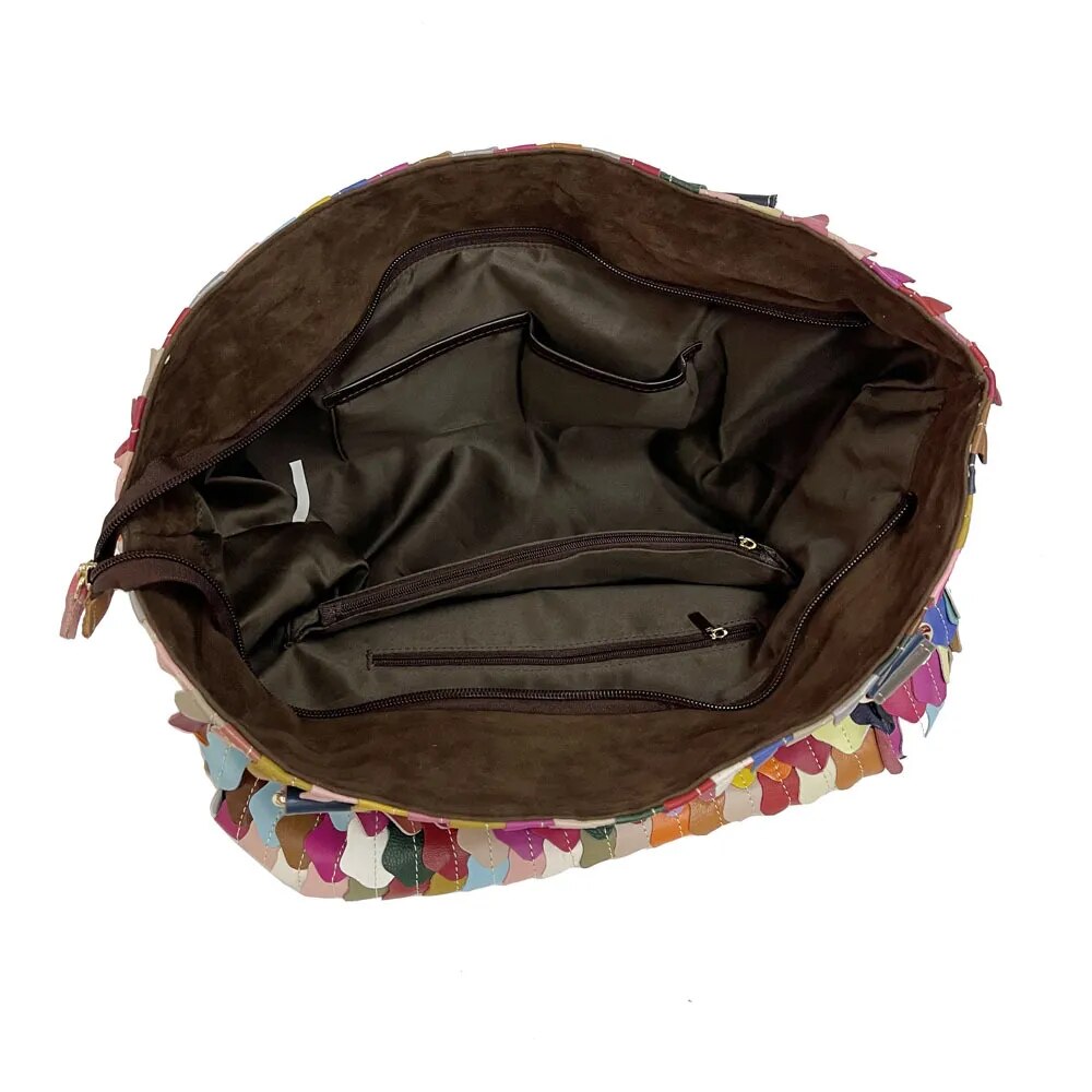 Multicolour Hippie Patchwork Leather Hand Bag