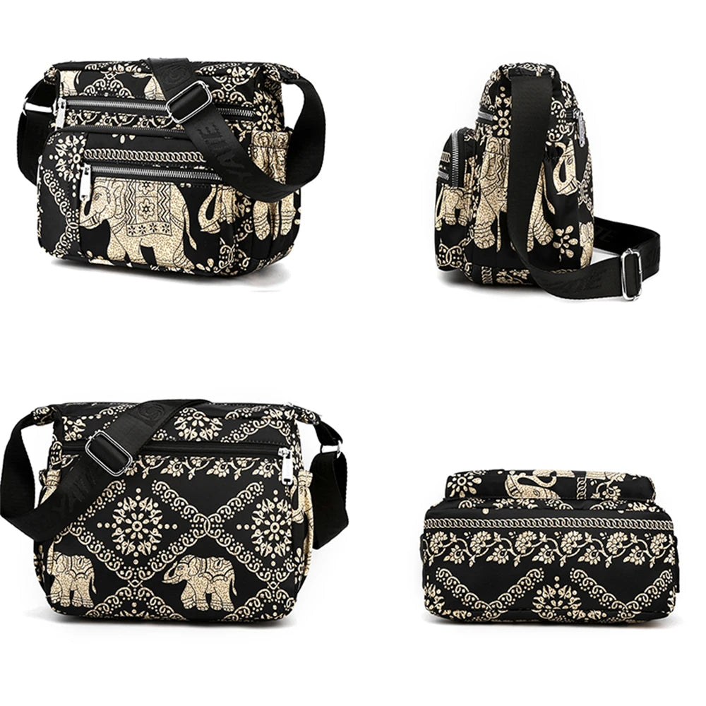 Thai Elephant Hippie Styled Messenger Bag | 26cm X 14cm | Various Colours