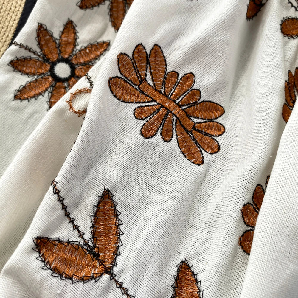 Women's Bohemian Long Sleeve Blouse | Cotton With Embroidery | One Size