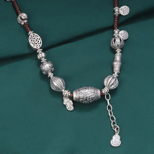 Elegant Bucket Shaped 925 Silver Necklace | Gourd Bamboo