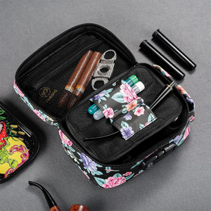 Women's Smell Proof Bag | Flower Print Odor-Proof Stash Box | Travel Storage Case with Combination Lock