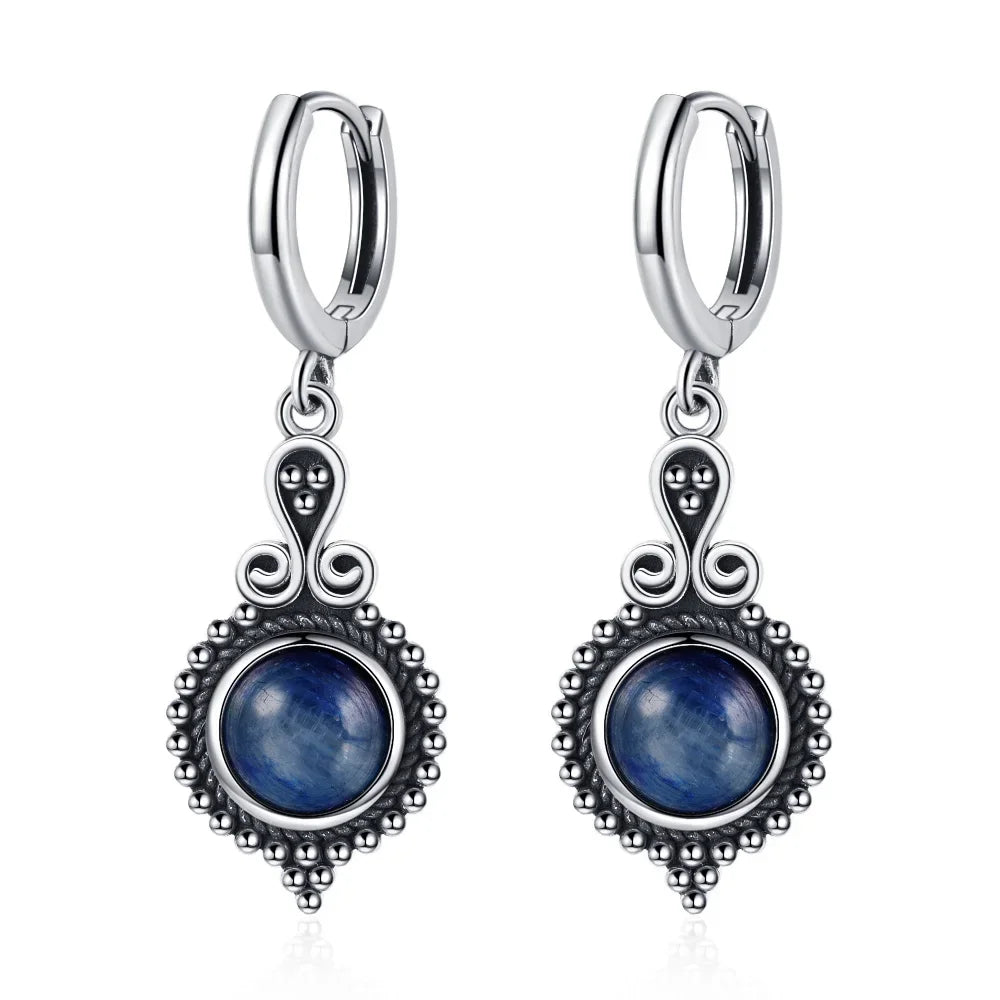 Elegant Hippie Kyanite Drop Earrings | 925 Silver