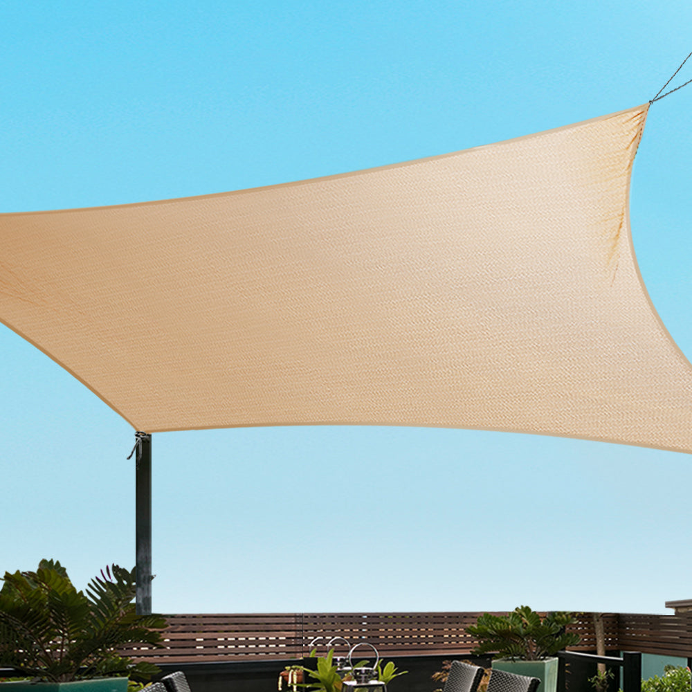 Instahut Shade Sail | 2x4m Rectangle | 280GSM 98% | Sand Shade Cloth