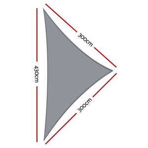 Shade Sail | 3x3x4.3m | Triangle | 280GSM | 98% | Grey Shade Cloth