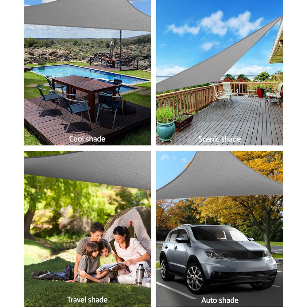 Shade Sail | 3x3x4.3m | Triangle | 280GSM | 98% | Grey Shade Cloth