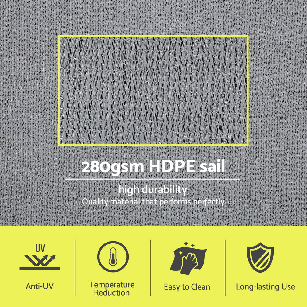 Instahut Sun Shade Sail 280gsm | Rectangle 4x6m UV Resistant Shadecloth Canopy | Beige
