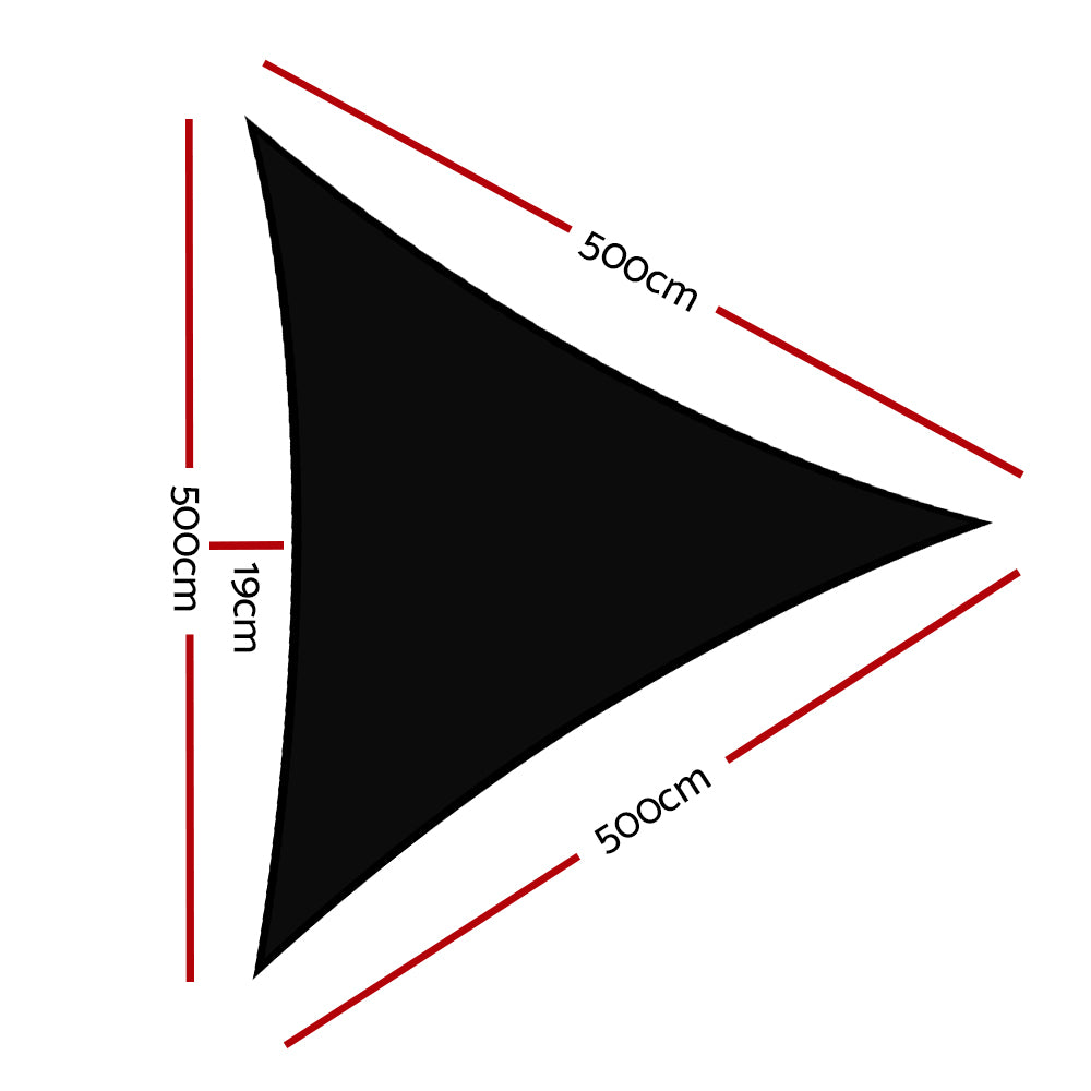 Shade Sail | 5x5x5m | Triangle | 280GSM | 98% | Black Shade Cloth