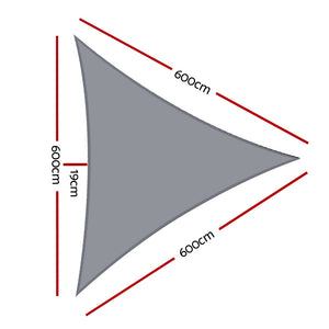 Shade Sail | 6x6x6m | Triangle | 280GSM | 98% | Grey Shade Cloth