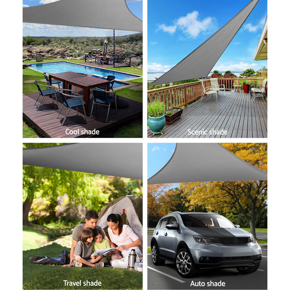 Shade Sail | 6x6x6m | Triangle | 280GSM | 98% | Grey Shade Cloth