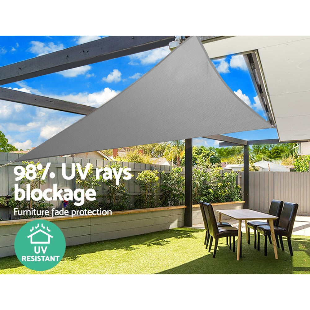 Shade Sail | 6x6x6m | Triangle | 280GSM | 98% | Grey Shade Cloth
