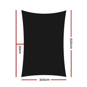 Shade Sail | 3x6m | Rectangle | 280GSM | 98% | Black Shade Cloth