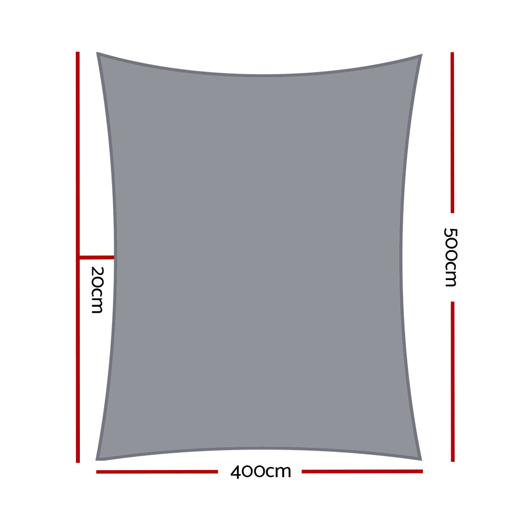 Shade Sail | 4x5m | Rectangle | 280GSM | 98% | Grey Shade Cloth