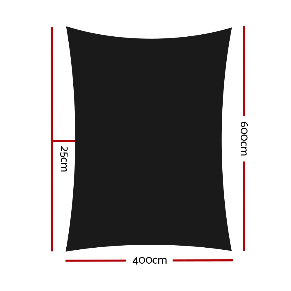 Shade Sail | 4x6m | Rectangle | 280GSM | 98% | Black Shade Cloth