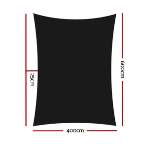 Shade Sail | 4x6m | Rectangle | 280GSM | 98% | Black Shade Cloth