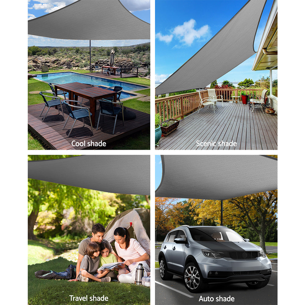 Shade Sail | 4x6m | Rectangle | 280GSM | 98% | Grey Shade Cloth