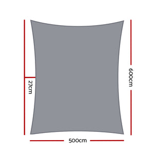 Shade Sail | 5x6m | Rectangle | 280GSM | 98% | Grey Shade Cloth