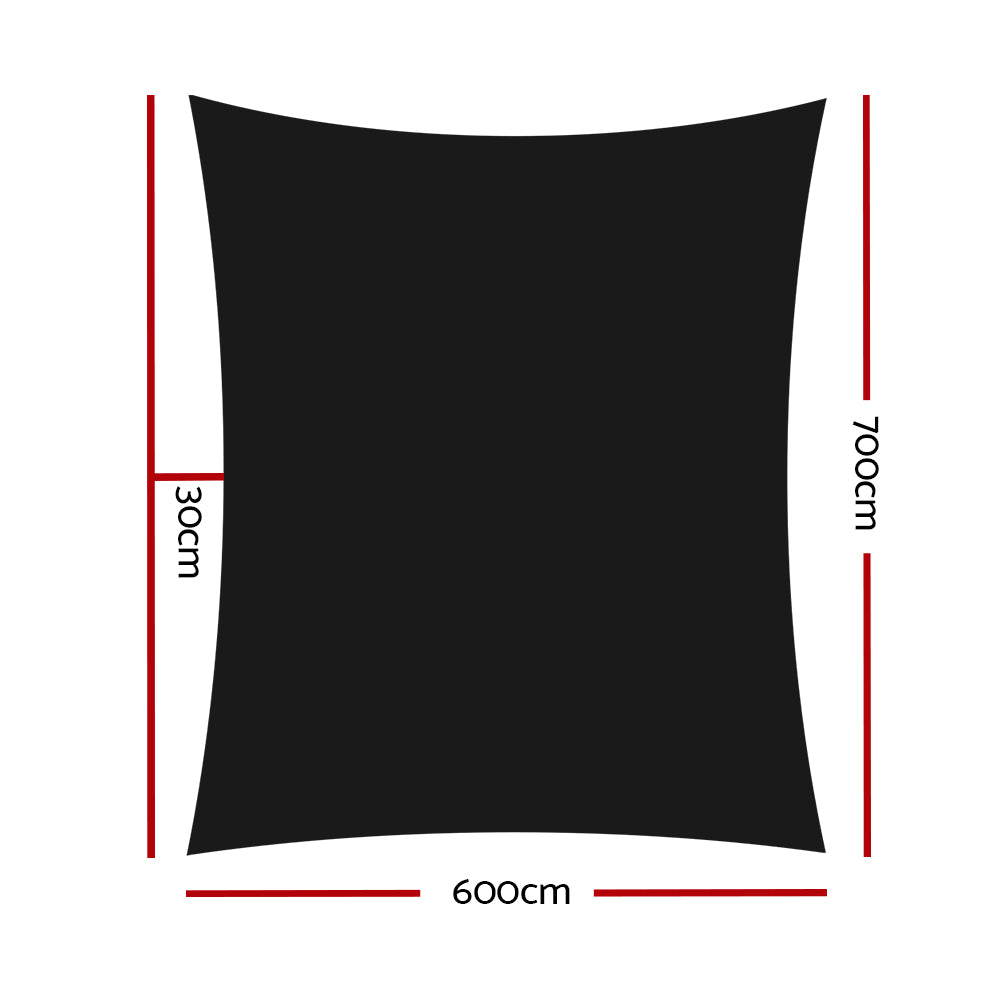 Shade Sail | 6x7m | Rectangle | 280GSM | 98% | Black Shade Cloth