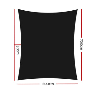 Shade Sail | 6x7m | Rectangle | 280GSM | 98% | Black Shade Cloth