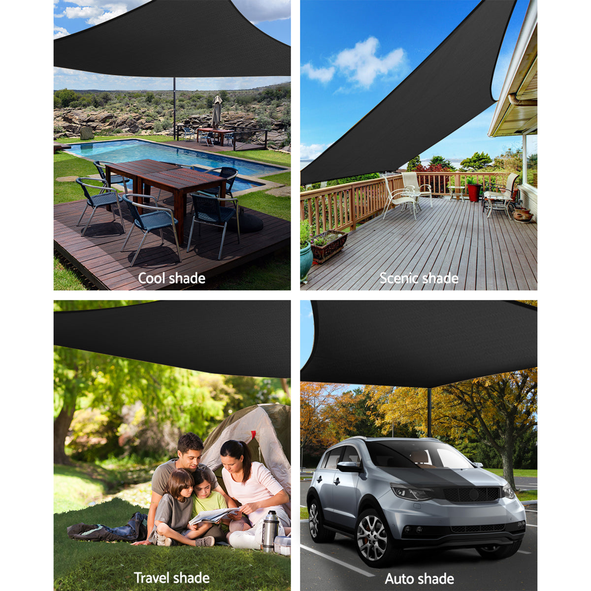 Shade Sail | 6x7m | Rectangle | 280GSM | 98% | Black Shade Cloth