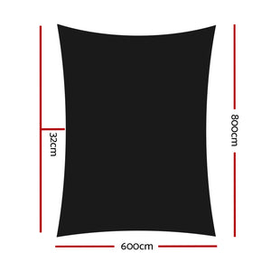 Shade Sail | 6x8m | Rectangle | 280GSM | 98% | Black Shade Cloth