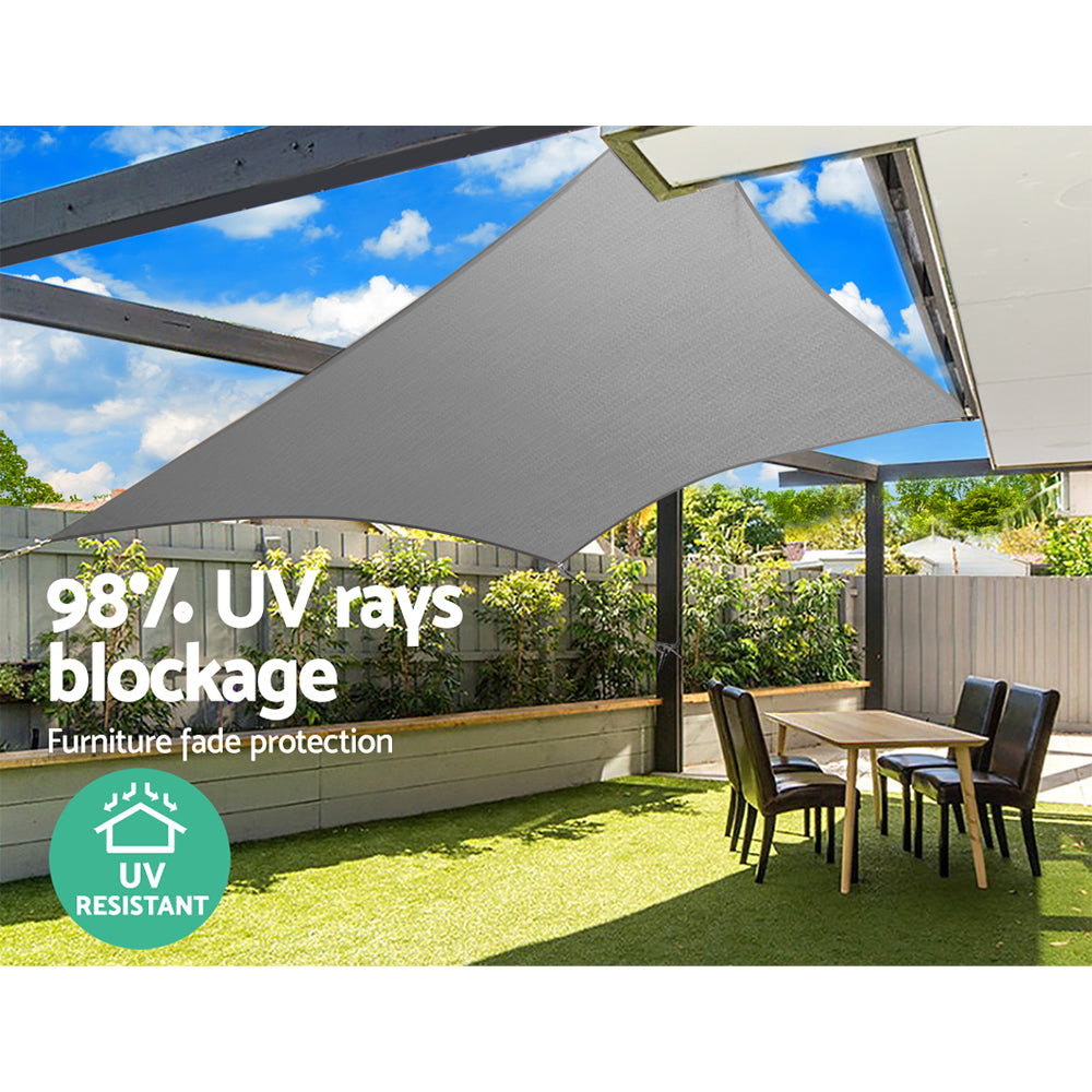 Shade Sail | 6x8m | Rectangle | 280GSM | 98% | Grey Shade Cloth
