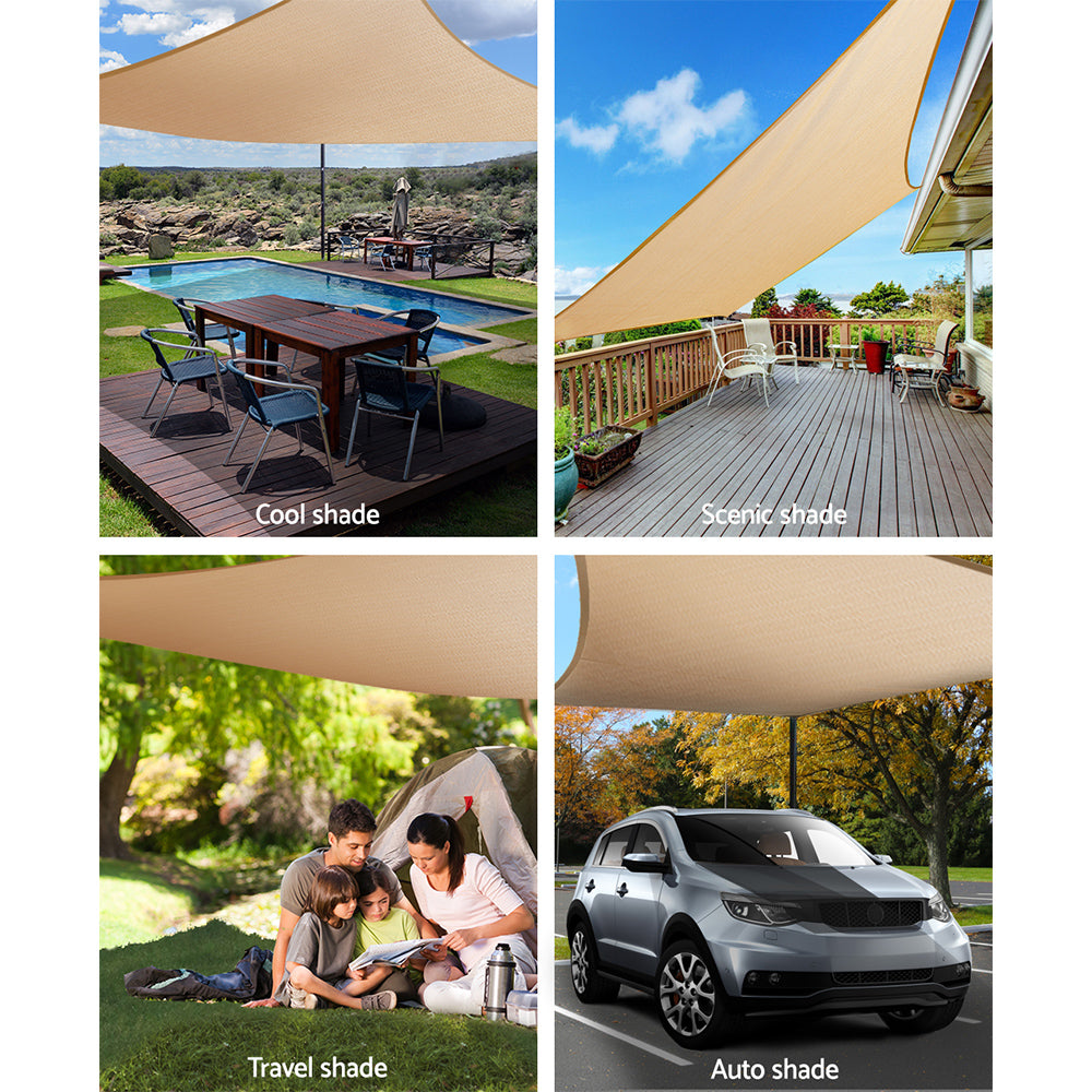 Shade Sail | 6x8m | Rectangle | 280GSM | 98% | Sand Shade Cloth