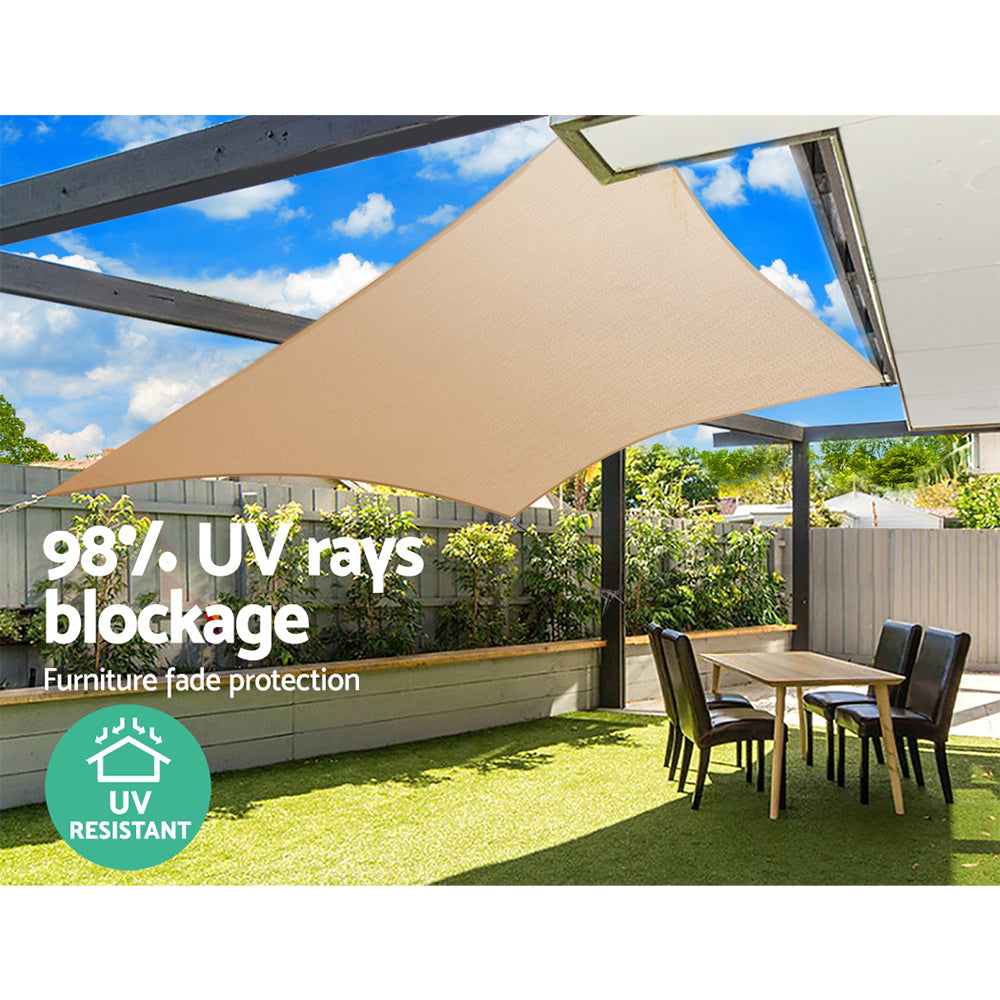 Shade Sail | 6x8m | Rectangle | 280GSM | 98% | Sand Shade Cloth