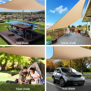 Instahut Shade Sail | 5x5x5m Triangle | 185GSM 95% | Sand Shade Cloth