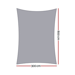 Instahut | Waterproof Shade Sail | Shade Cloth Canopy | 220GSM | 3x8m