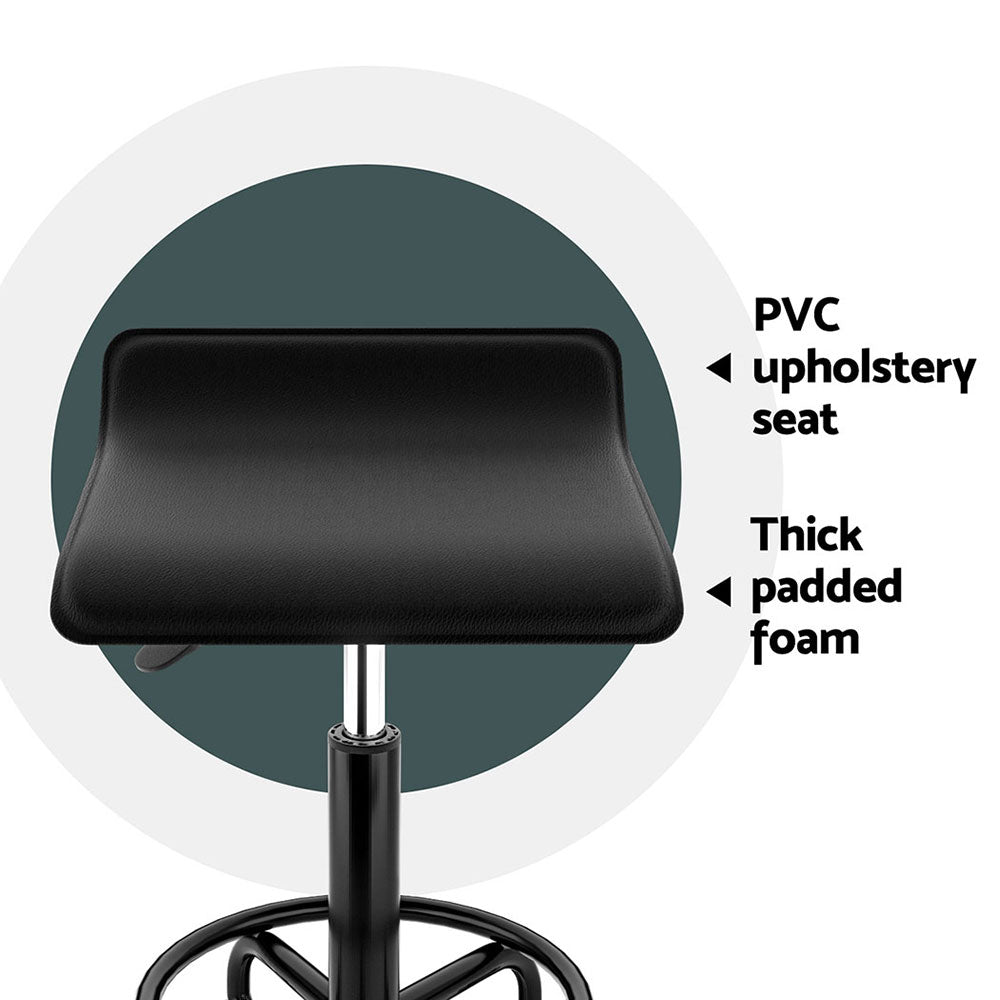 Salon Stool | Square Swivel Chair | Black