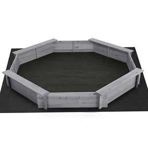 Kids Wooden Sandpit | Round 182cm | Bench Seat & Cover | Outdoor Play | Grey