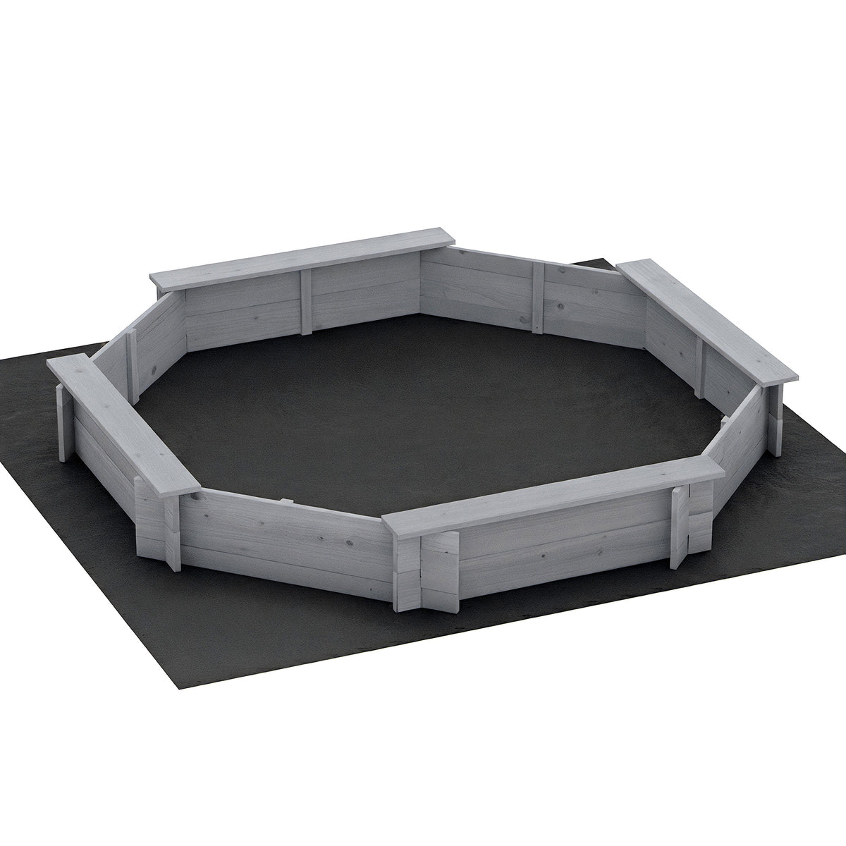 Kids Wooden Sandpit | Round 182cm | Bench Seat & Cover | Outdoor Play | Grey