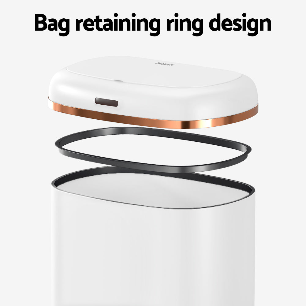 Devanti Sensor Bin | 38L | Motion Activated | White