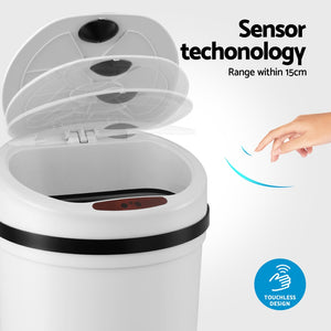 Automatic Sensor Rubbish Bin | 9L | Motion Lid | White