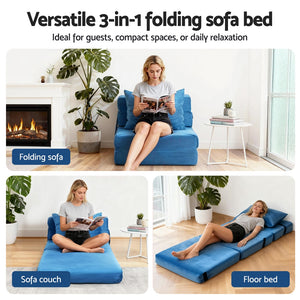 Convertible Folding Sofa Bed | Armless Lounger | Floor Futon Mattress