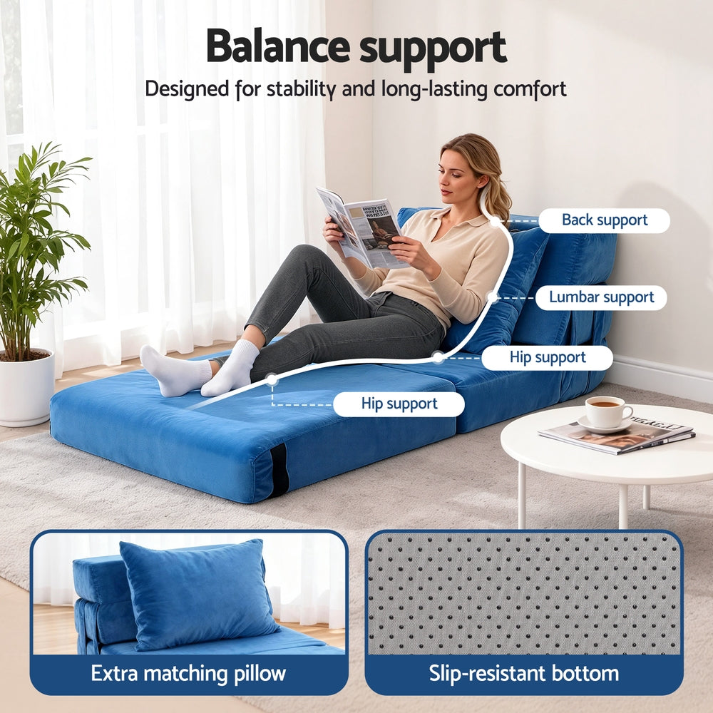 Convertible Folding Sofa Bed | Armless Lounger | Floor Futon Mattress