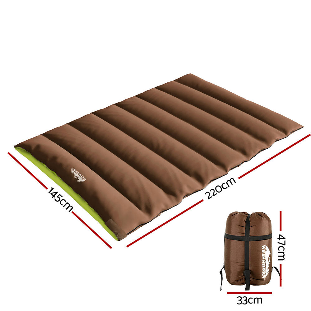 Double Sleeping Bag | Thermal for Camping & Hiking | Brown | -5°C
