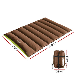 Double Sleeping Bag | Thermal for Camping & Hiking | Brown | -5°C