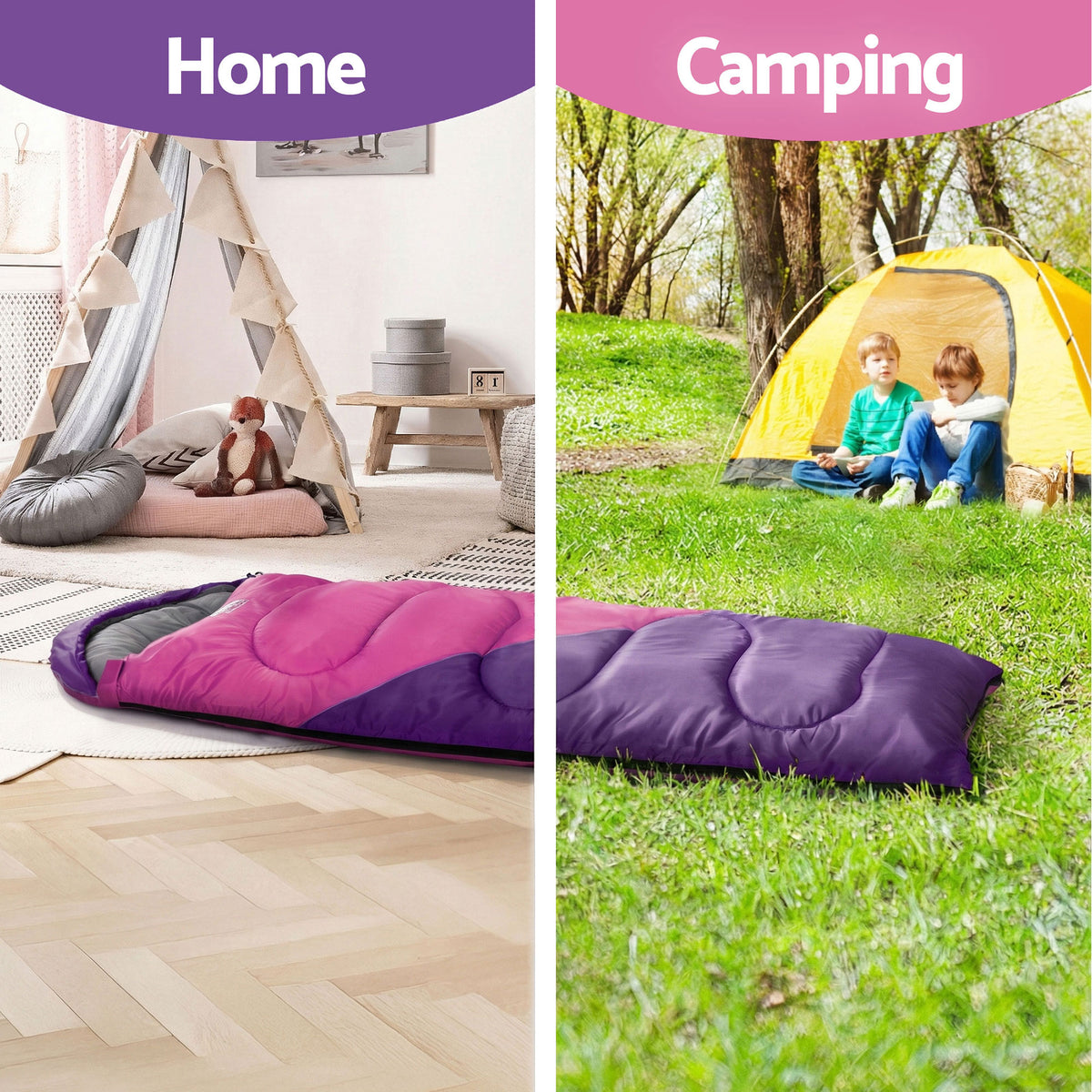 Kids Sleeping Bags Set of 2 | 172cm Single | Thermal Camping & Hiking